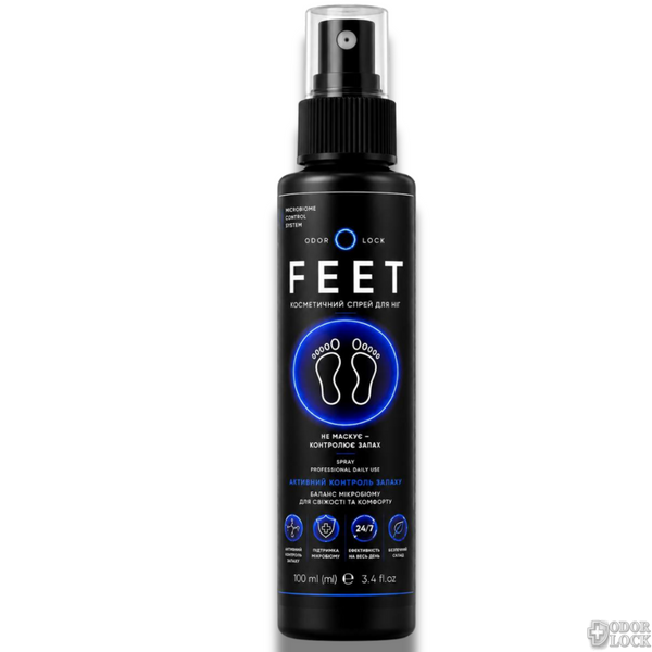 Набір спреїв для ніг та взуття від неприємного запаху ODOR LOCK FEET+SHOES 4x100 мл та подарунок  &mdash; спрей Odor Lock проти неприємного запаху